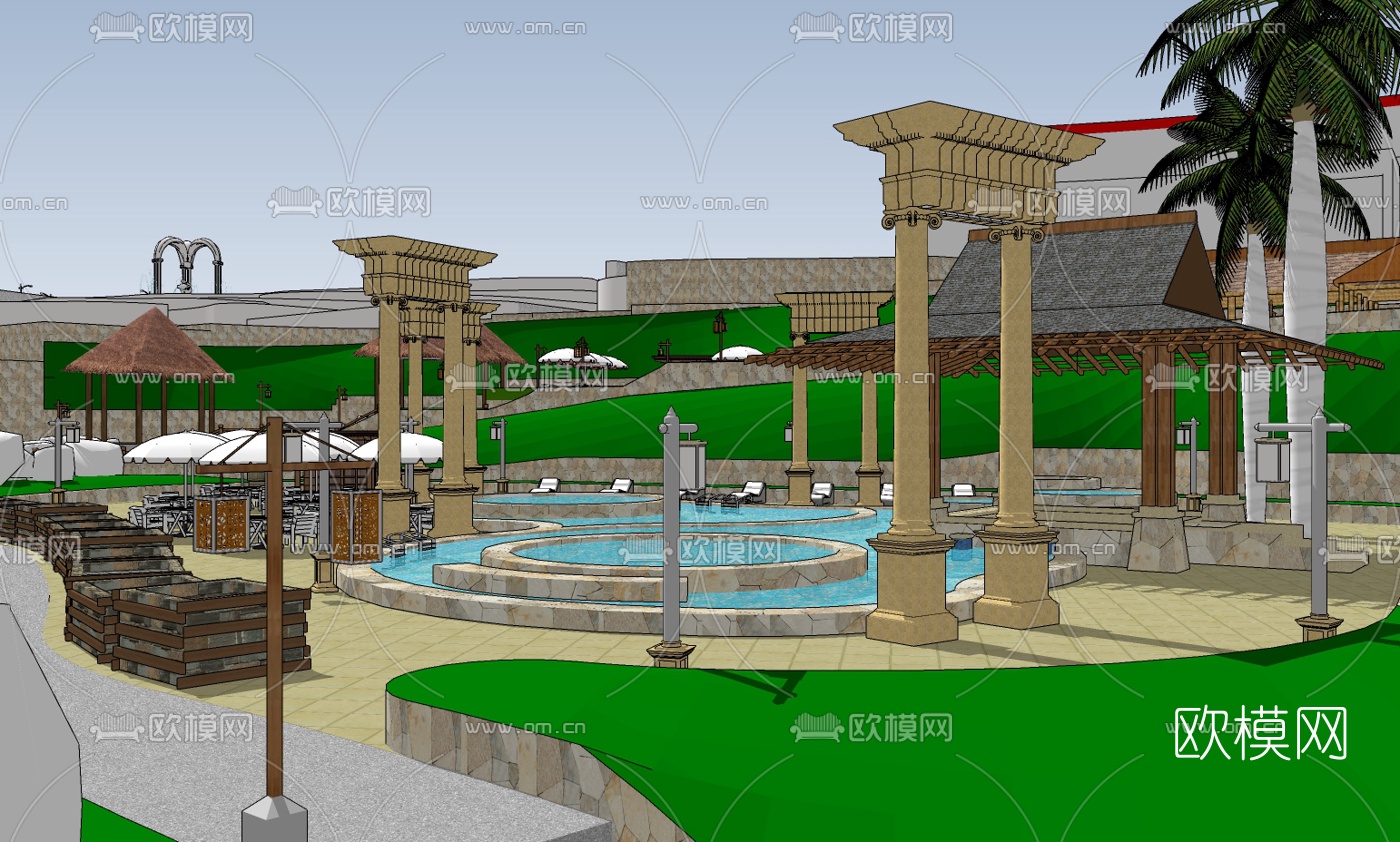 现代游乐场规划su模型下载（渲染图3）