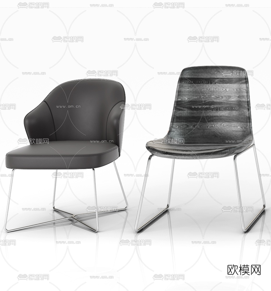 现代布艺单椅组合3d模型下载（渲染图5）