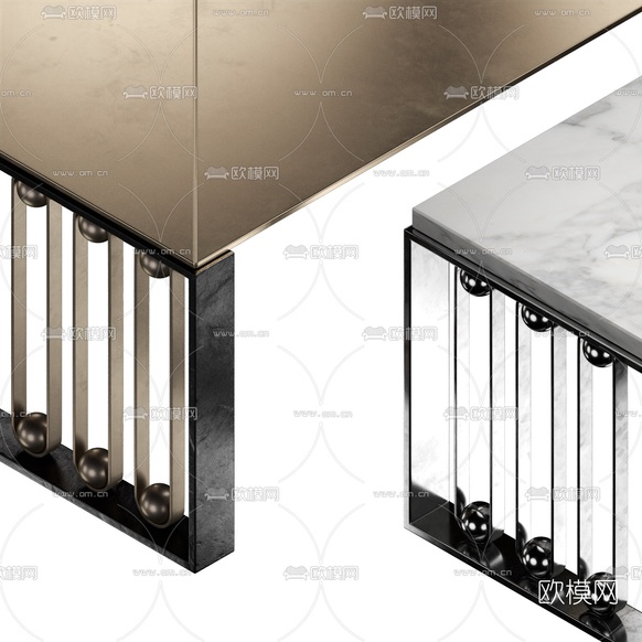现代轻奢方形茶几3d模型下载(渲染图3)
