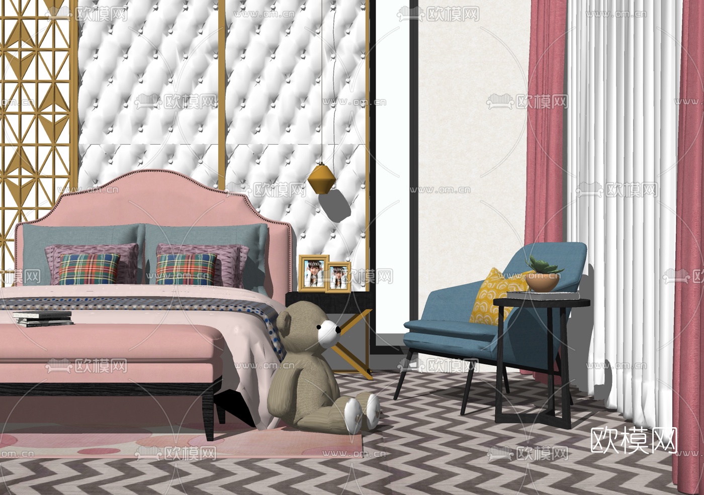 简欧儿童床su模型下载