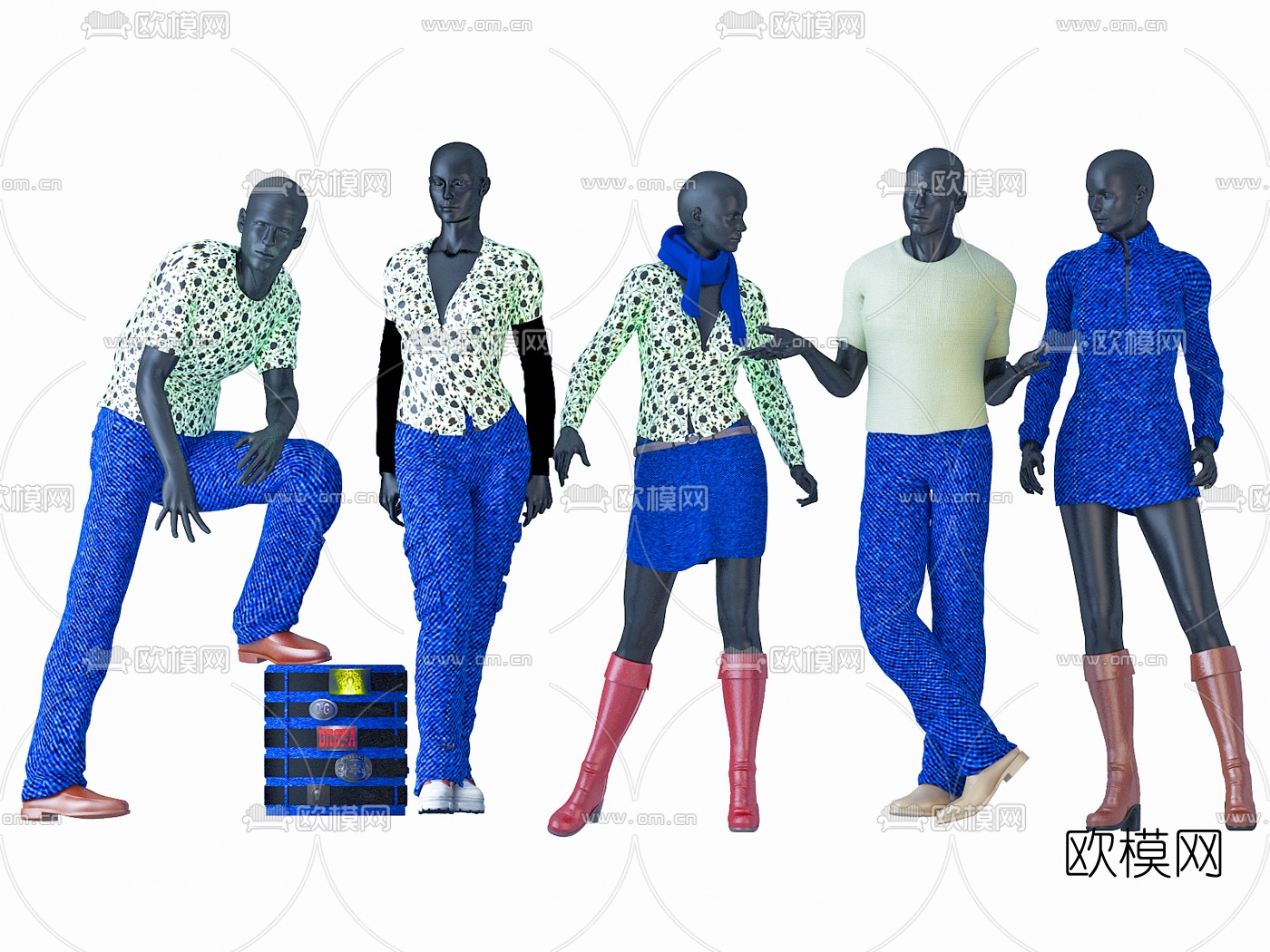 现代服装店模特3d模型下载