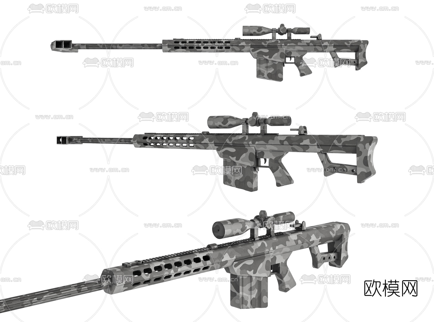 现代巴雷特狙击步枪3d模型下载