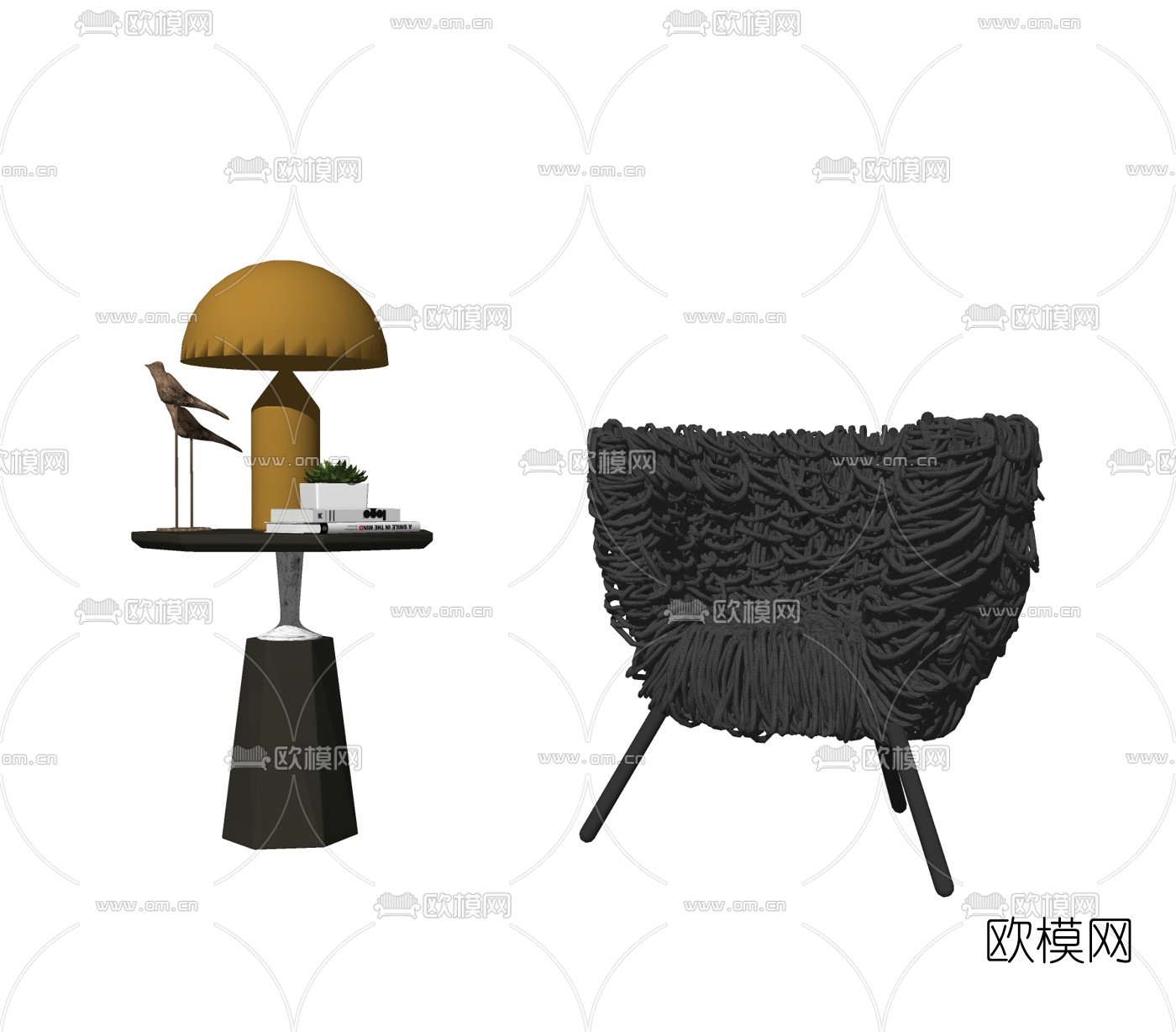 现代绳编休闲椅su模型下载