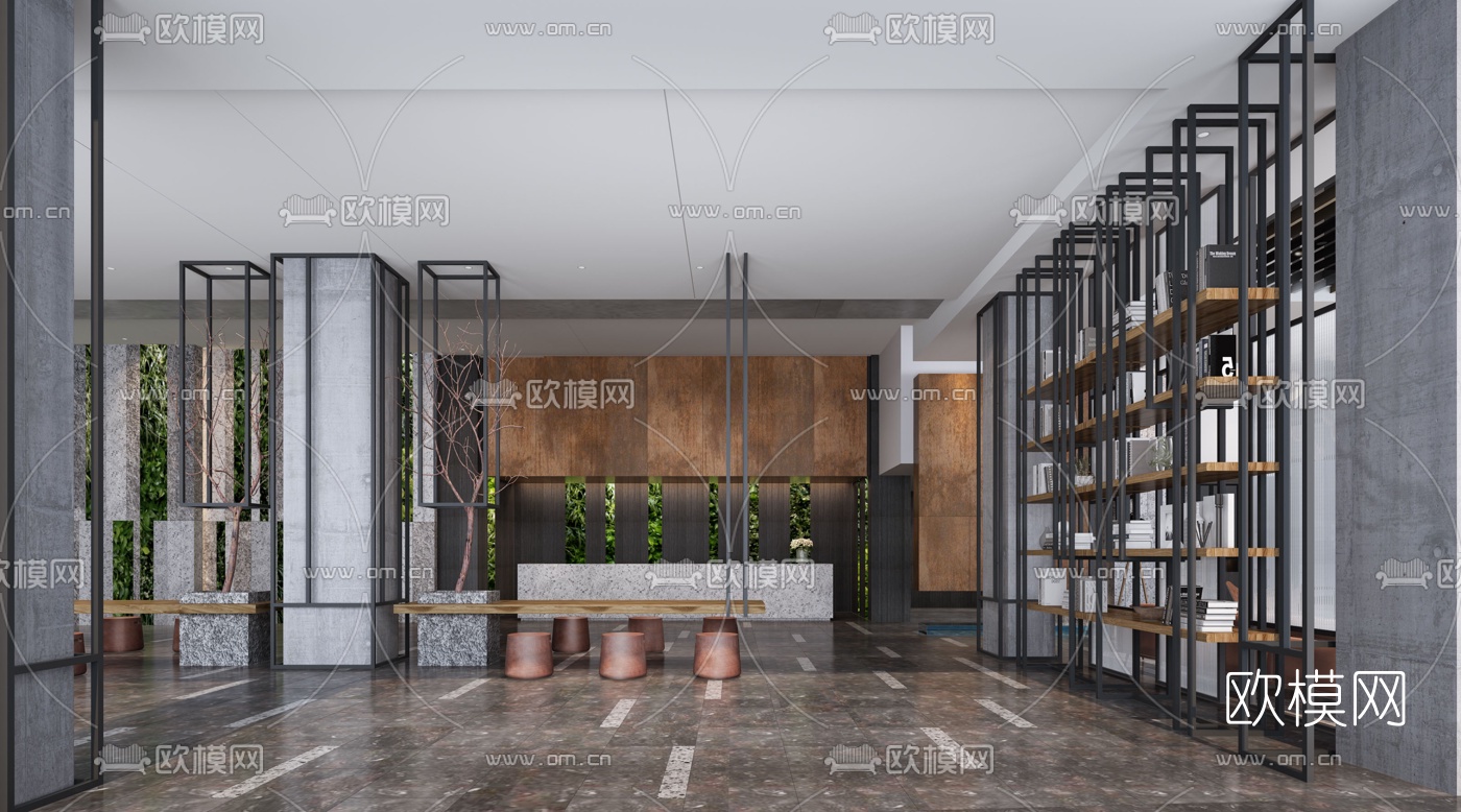 现代酒店大堂su模型
