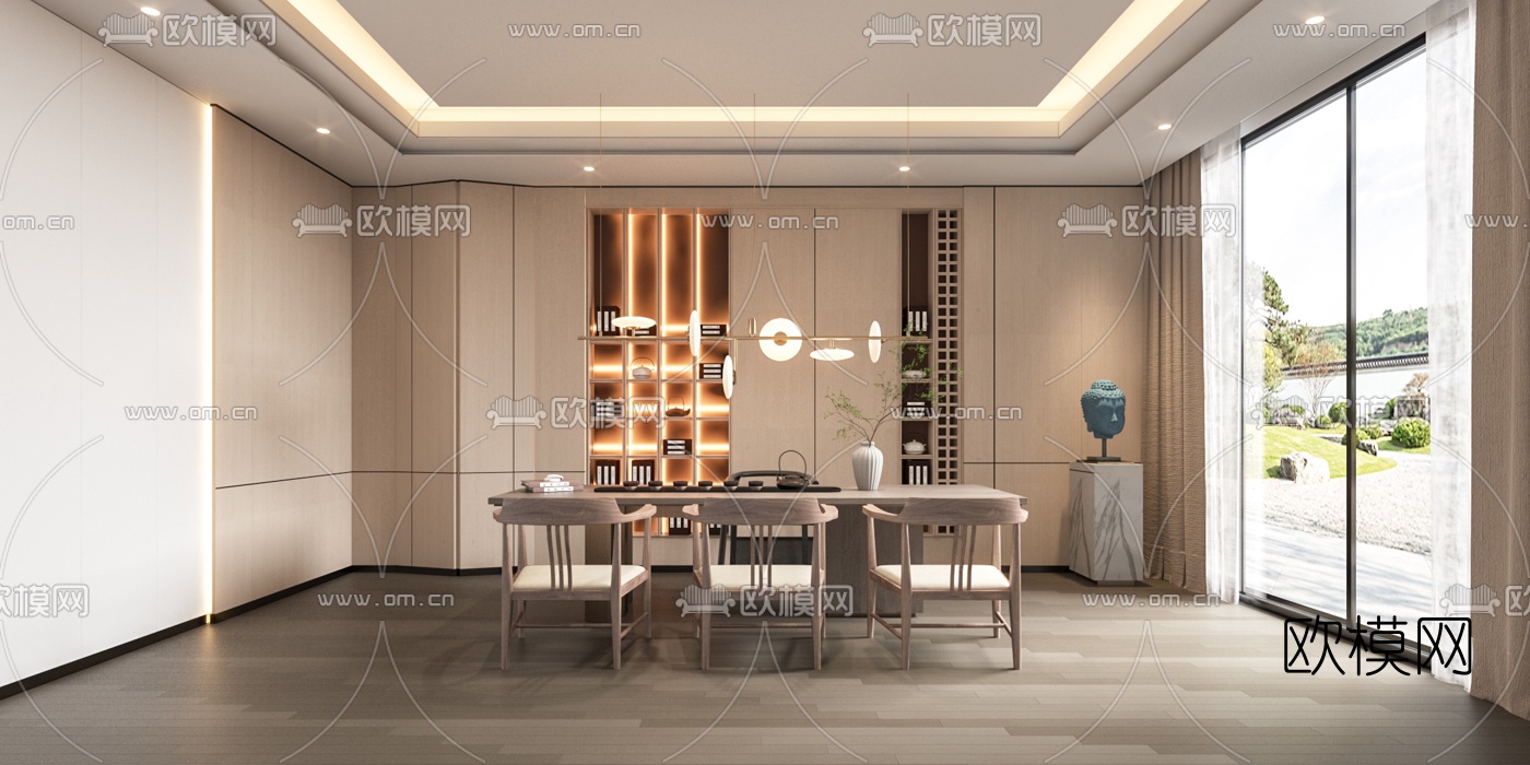 新中式茶室3d模型下载