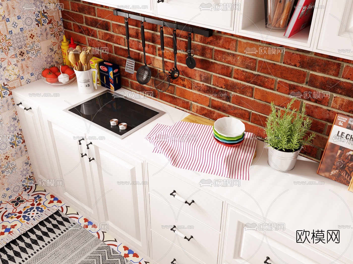 北欧厨房橱柜3d模型下载（渲染图4）