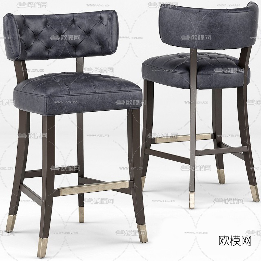 现代绒布吧台椅3d模型下载