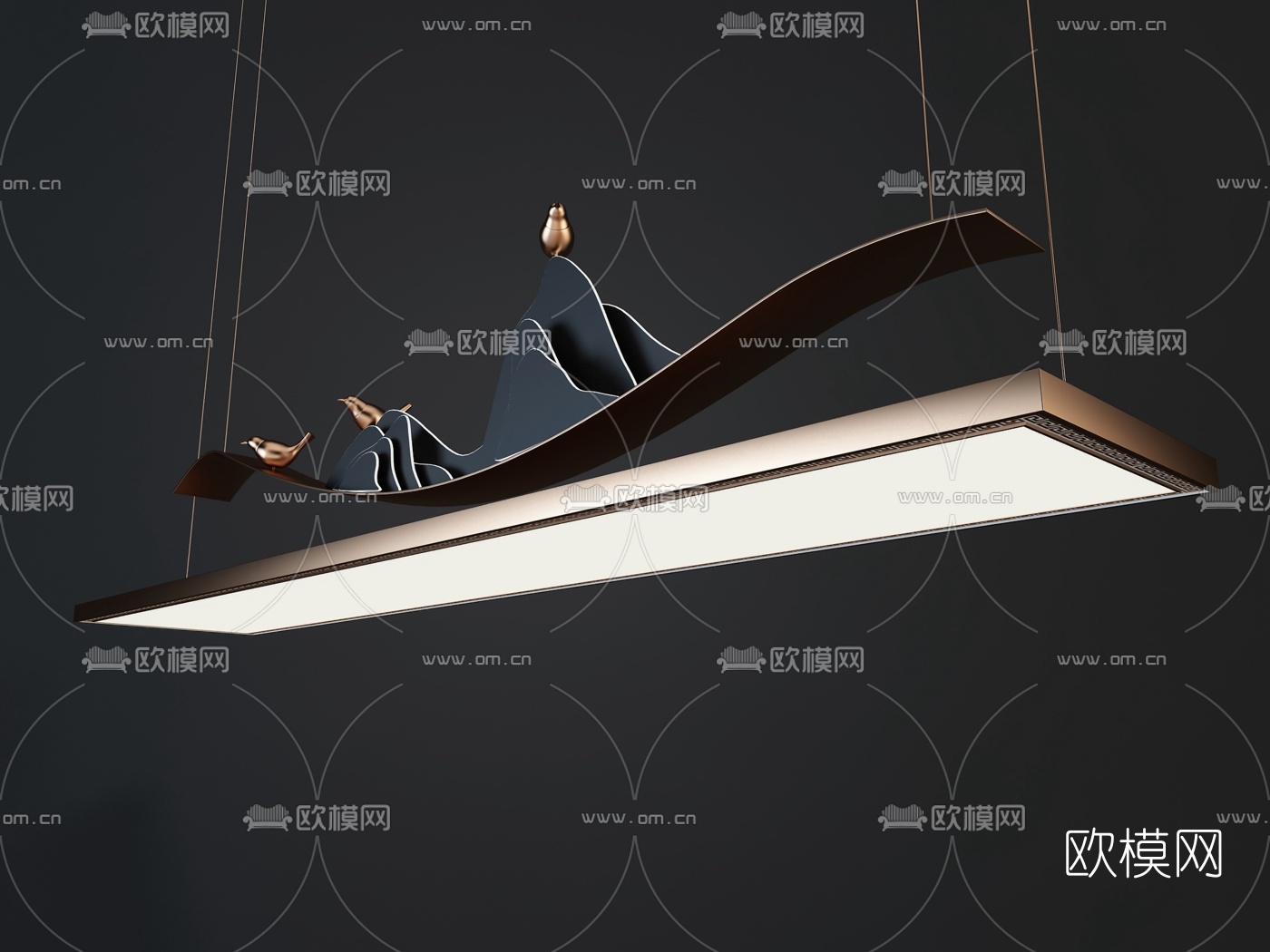 新中式创意装饰灯3d模型下载（渲染图3）