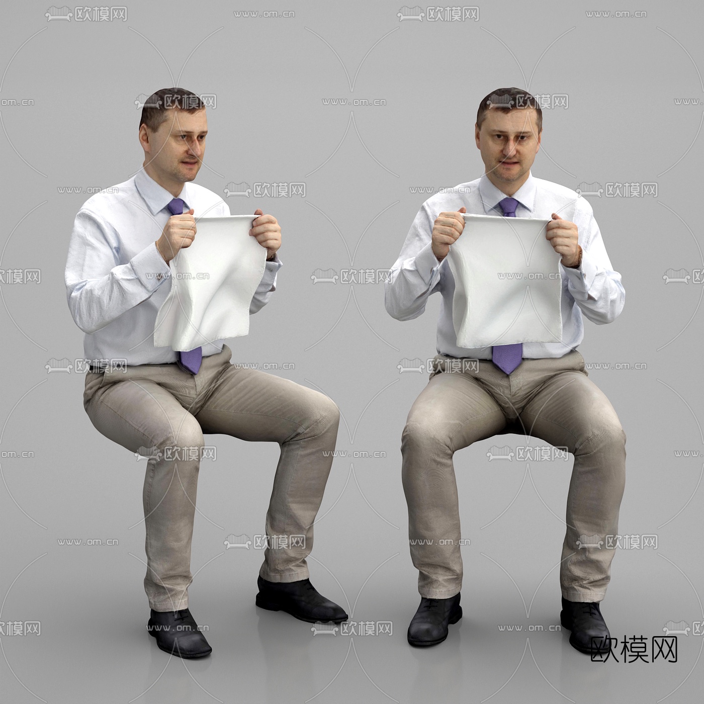 现代用餐坐姿人物3d模型