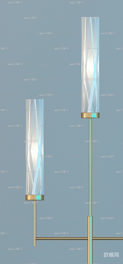 新中式金属落地灯3d模型下载（渲染图4）