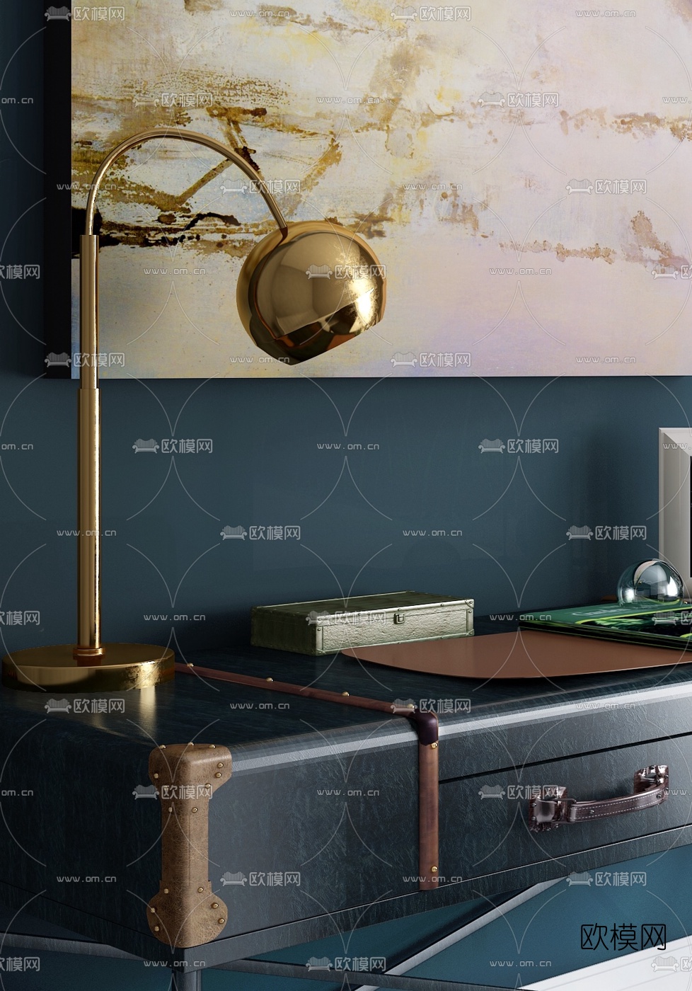 工业风书桌椅3d模型下载（渲染图3）