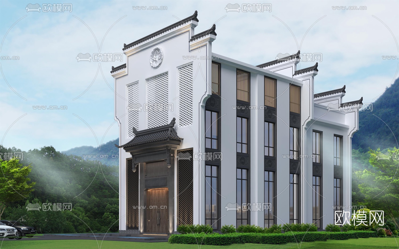 新中式建筑外观3d模型