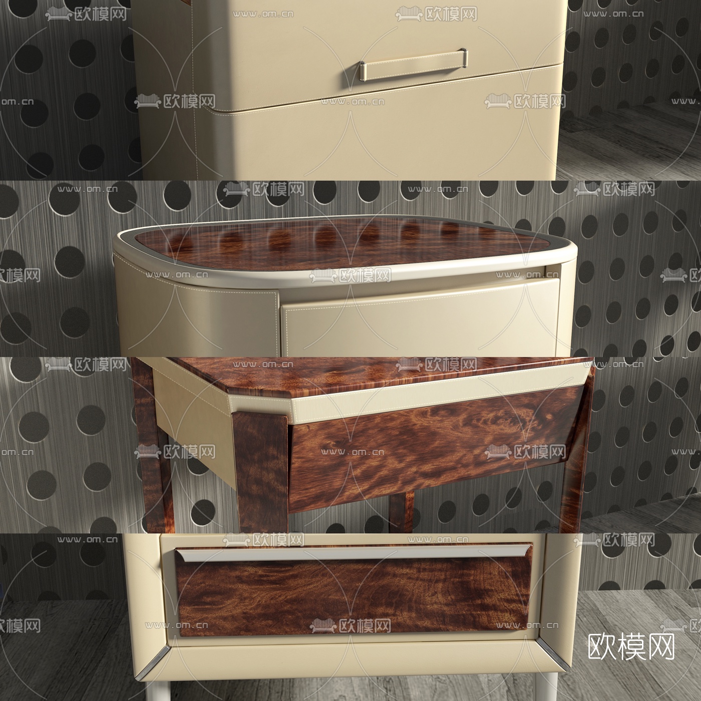 宾利现代实木床头柜组合3D模型下载（渲染图7）