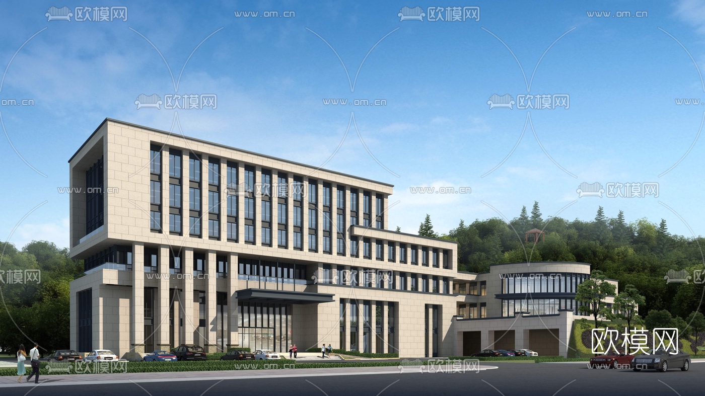 现代办公楼外观3d模型