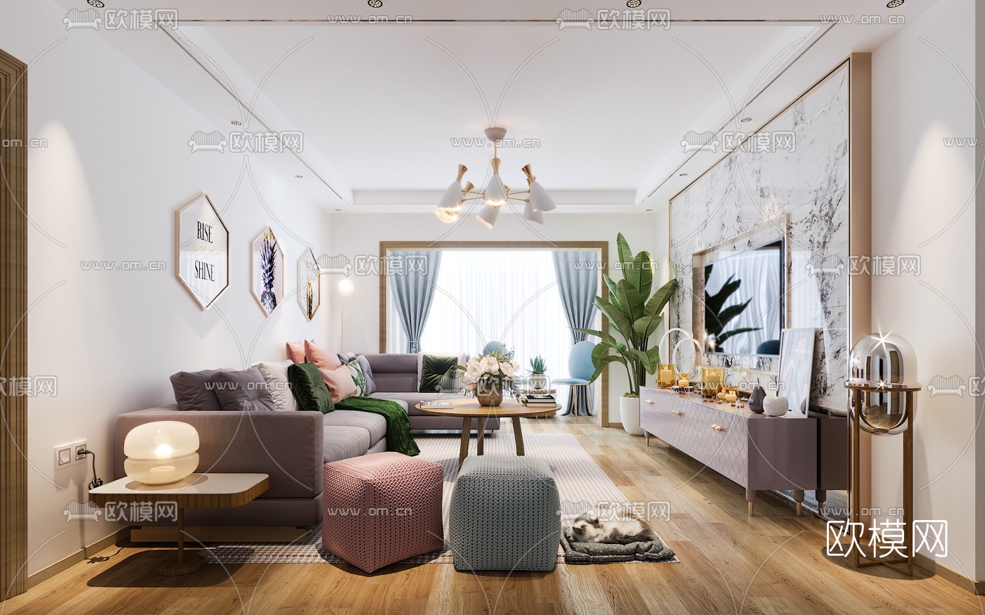 北欧客厅3d模型下载