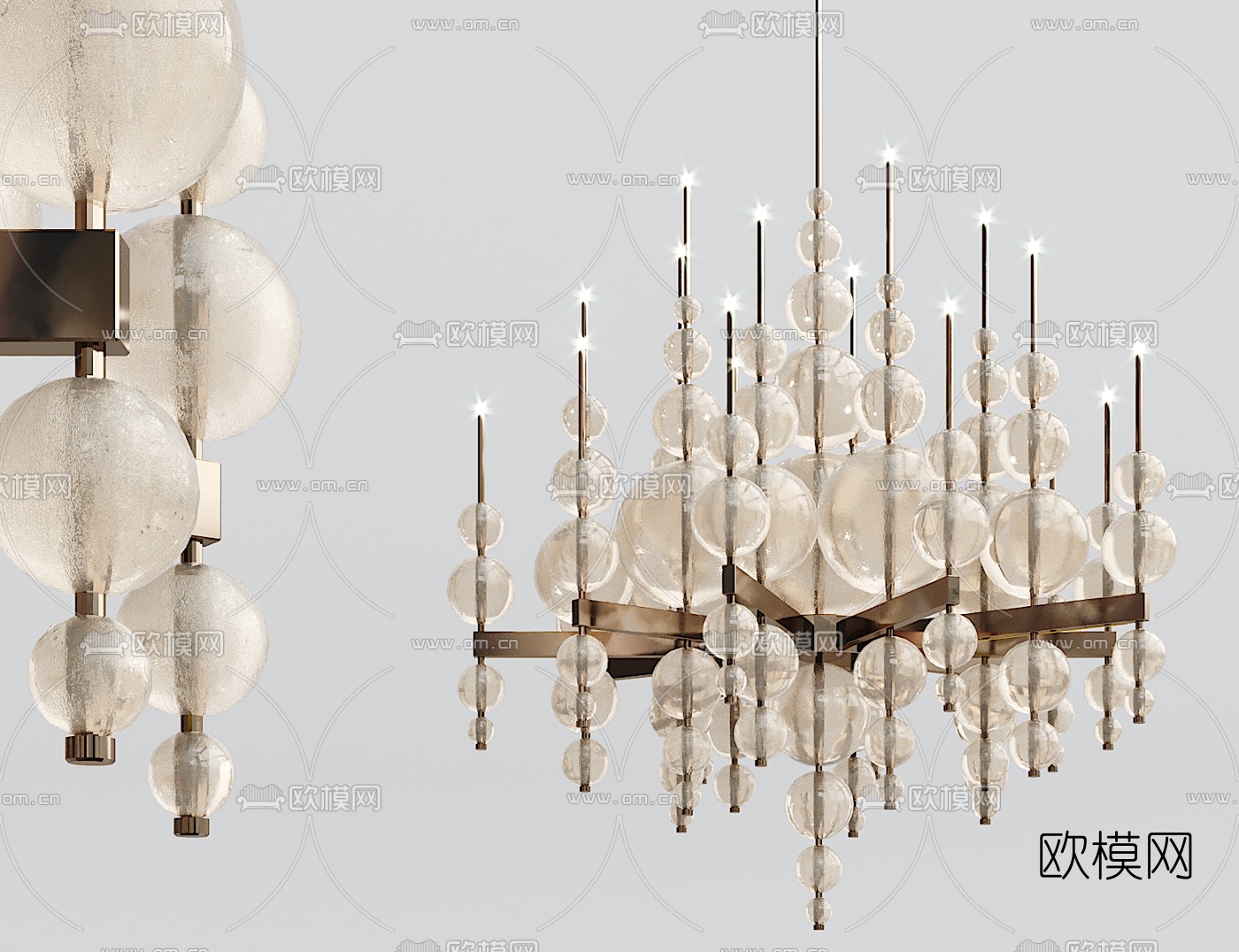 现代水晶球形吊灯3d模型下载