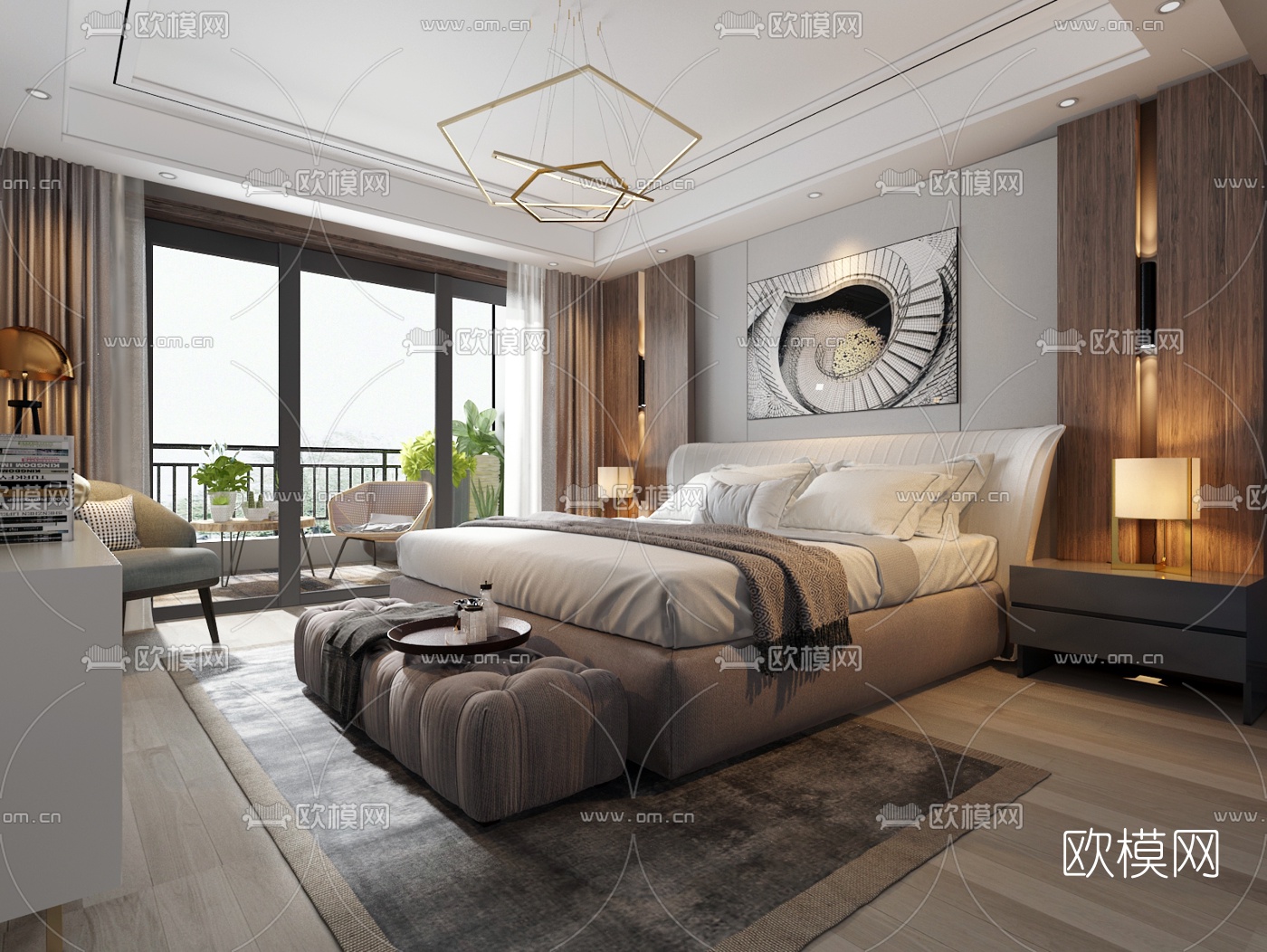 后现代卧室3d模型