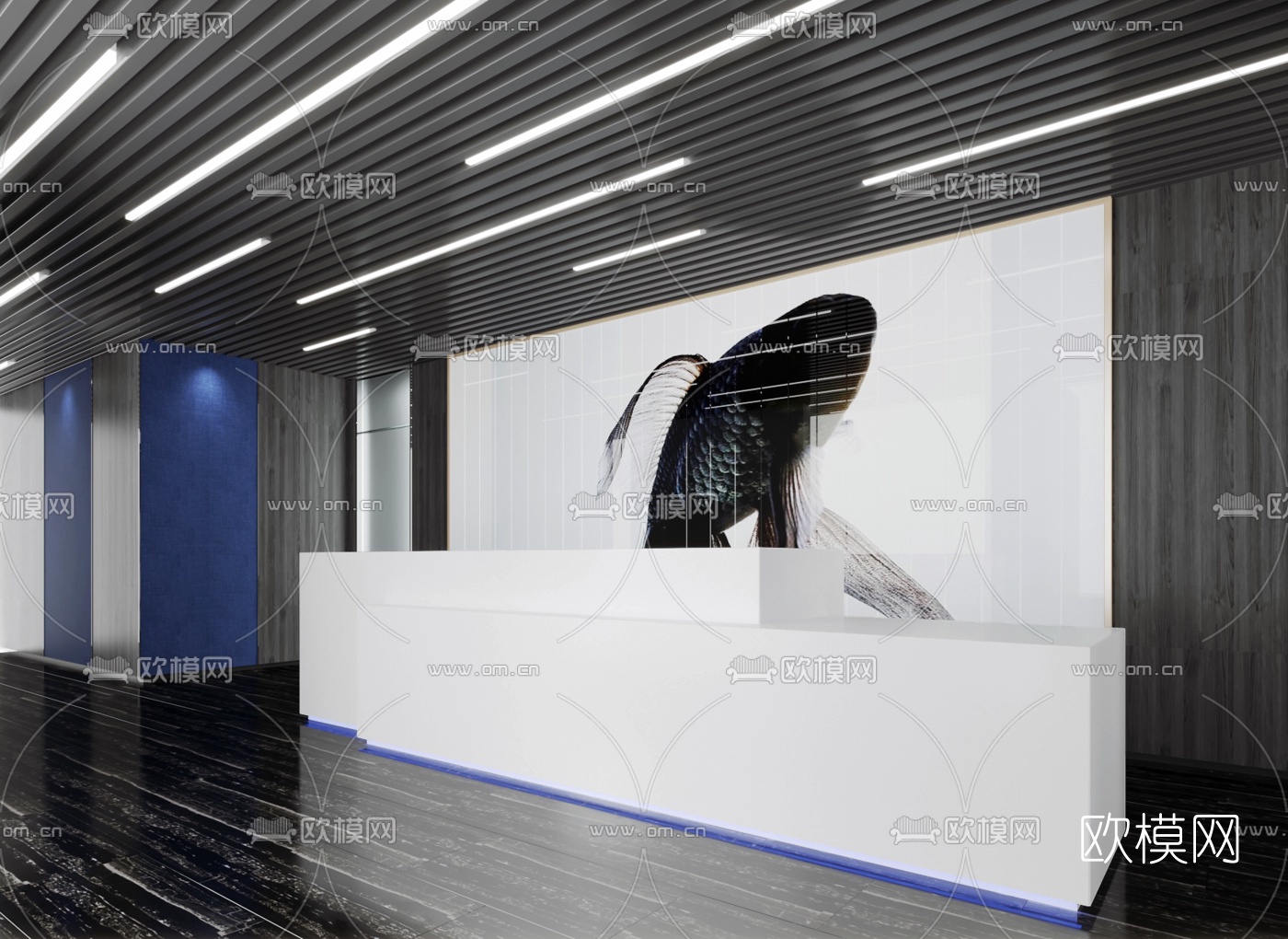 现代前台接待台3d模型