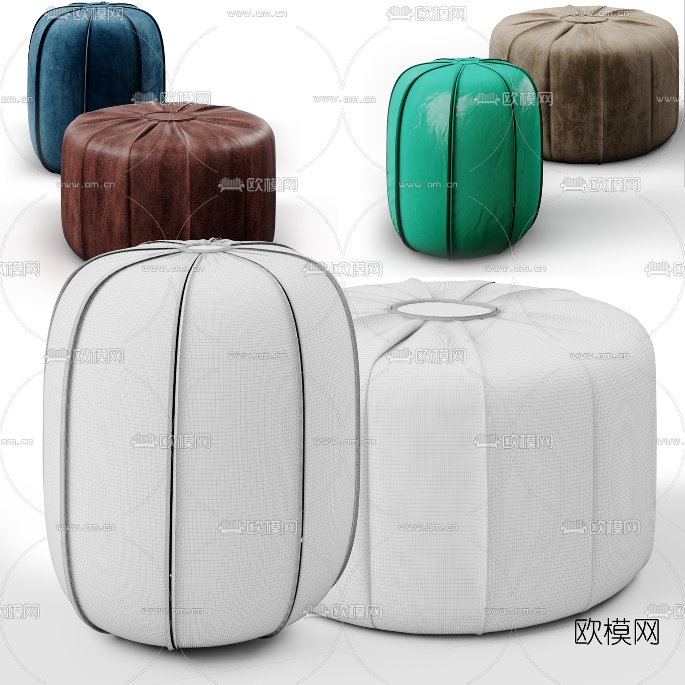 现代布艺圆凳3d模型