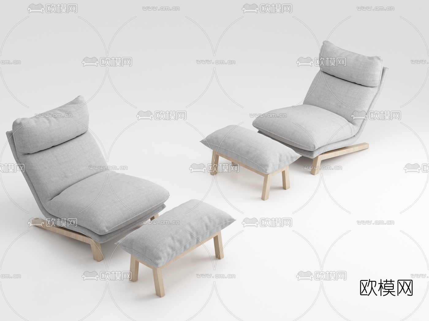 现代布艺休闲躺椅3d模型下载