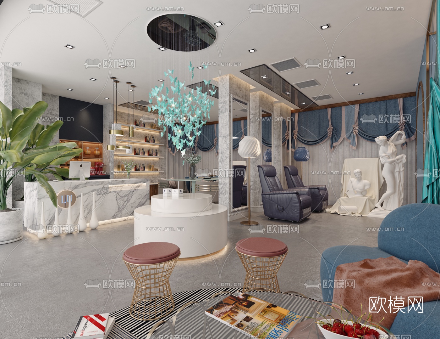 美式美甲店3d模型下载（渲染图1）