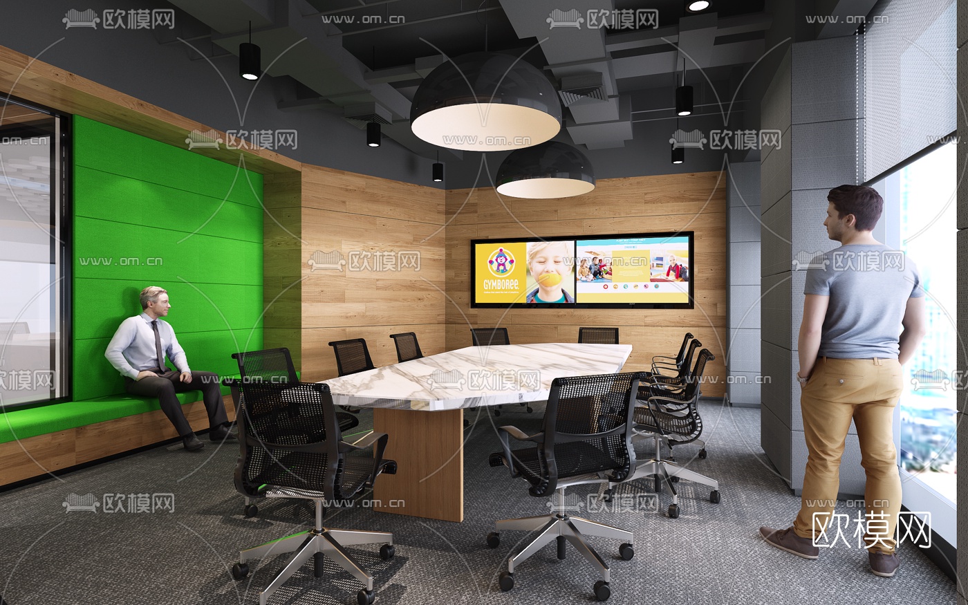 工业风办公室会议室3d模型下载