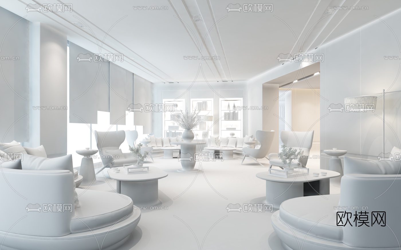 上海禾悉设计- 新中式售楼处洽谈区3d模型