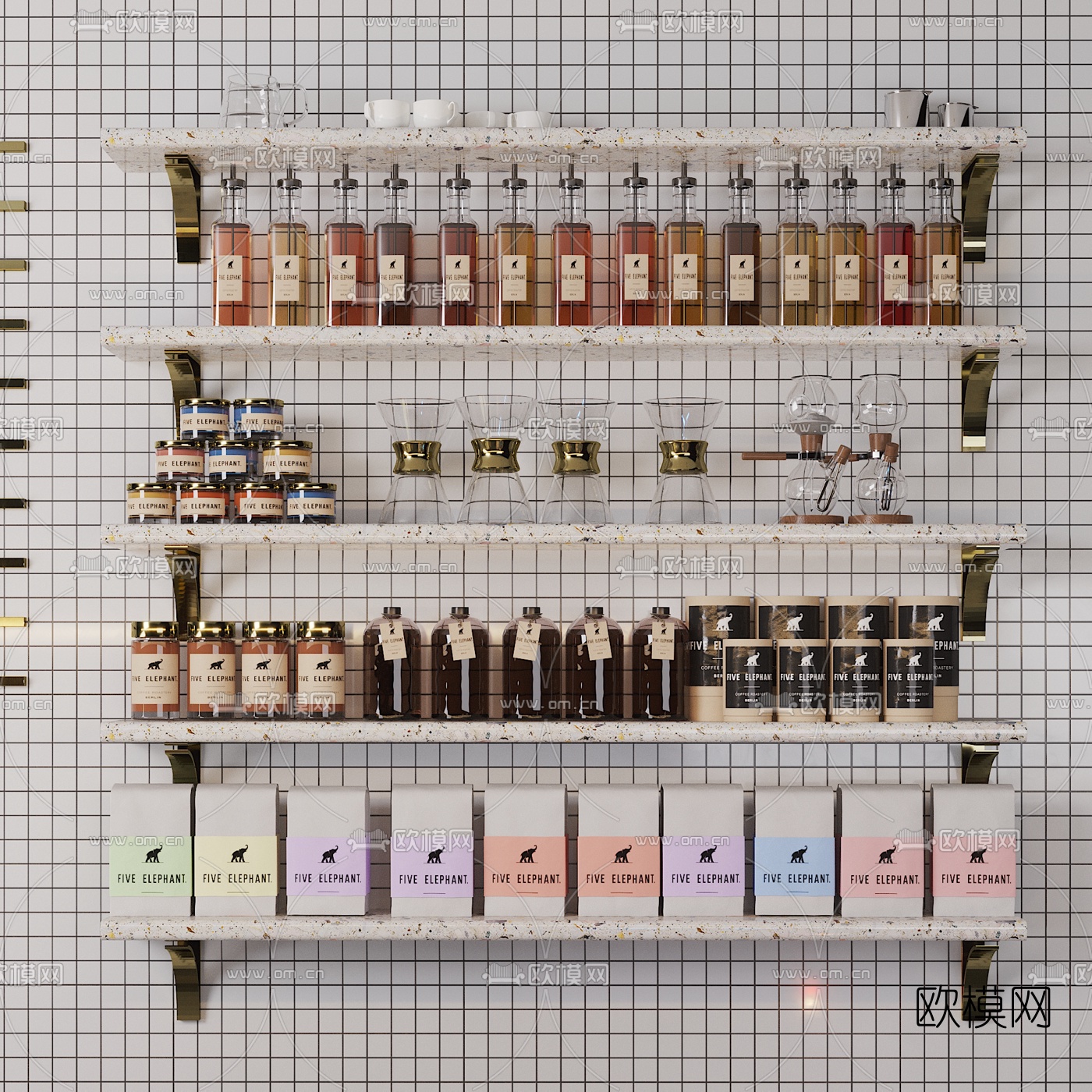 北欧咖啡店吧台3d模型下载（渲染图4）