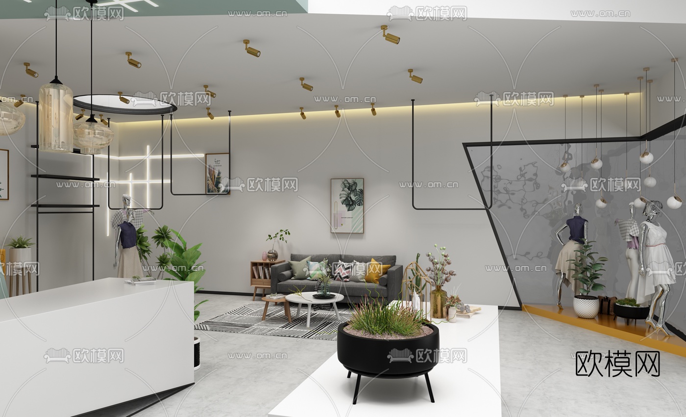 现代服装店3d模型下载（渲染图1）