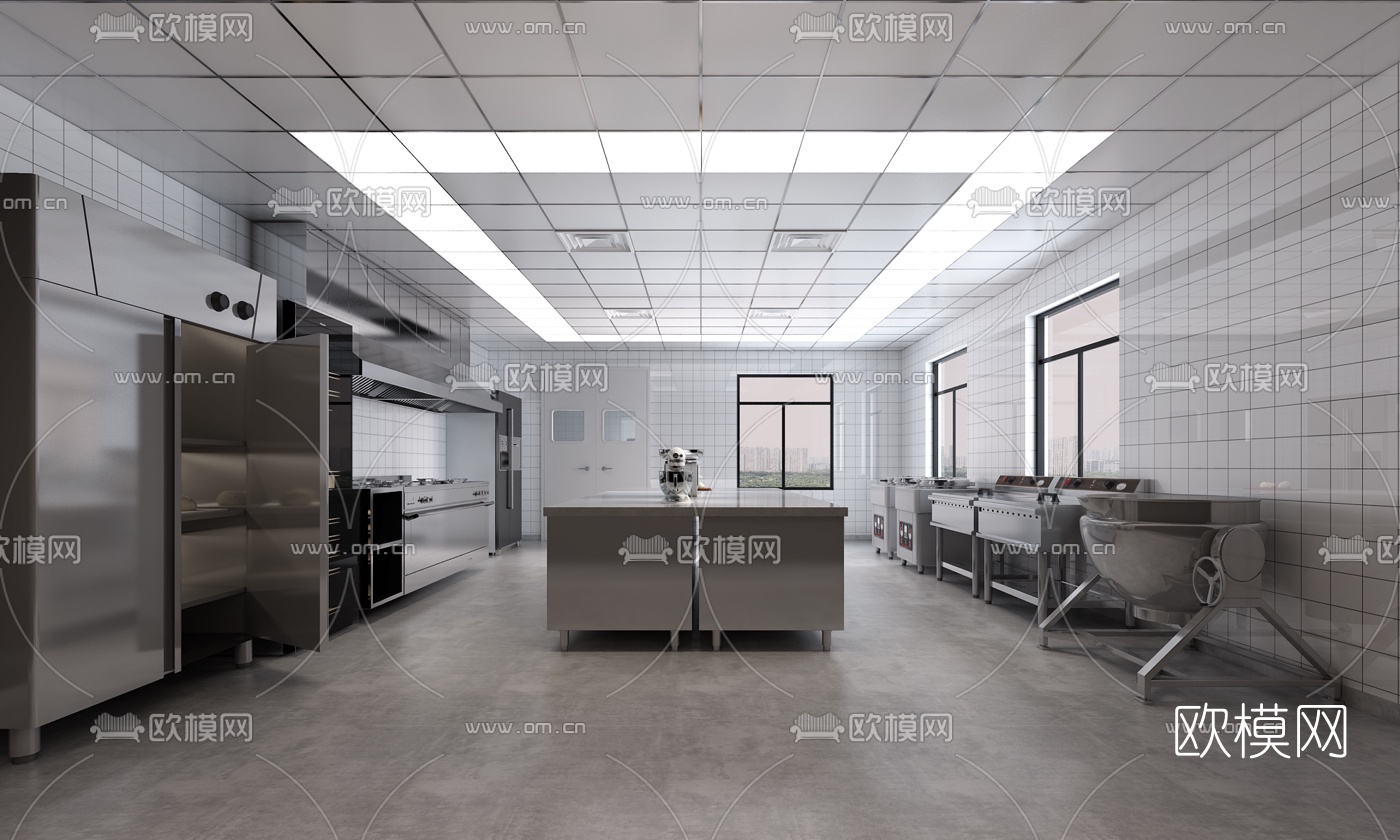 现代中央厨房3d模型