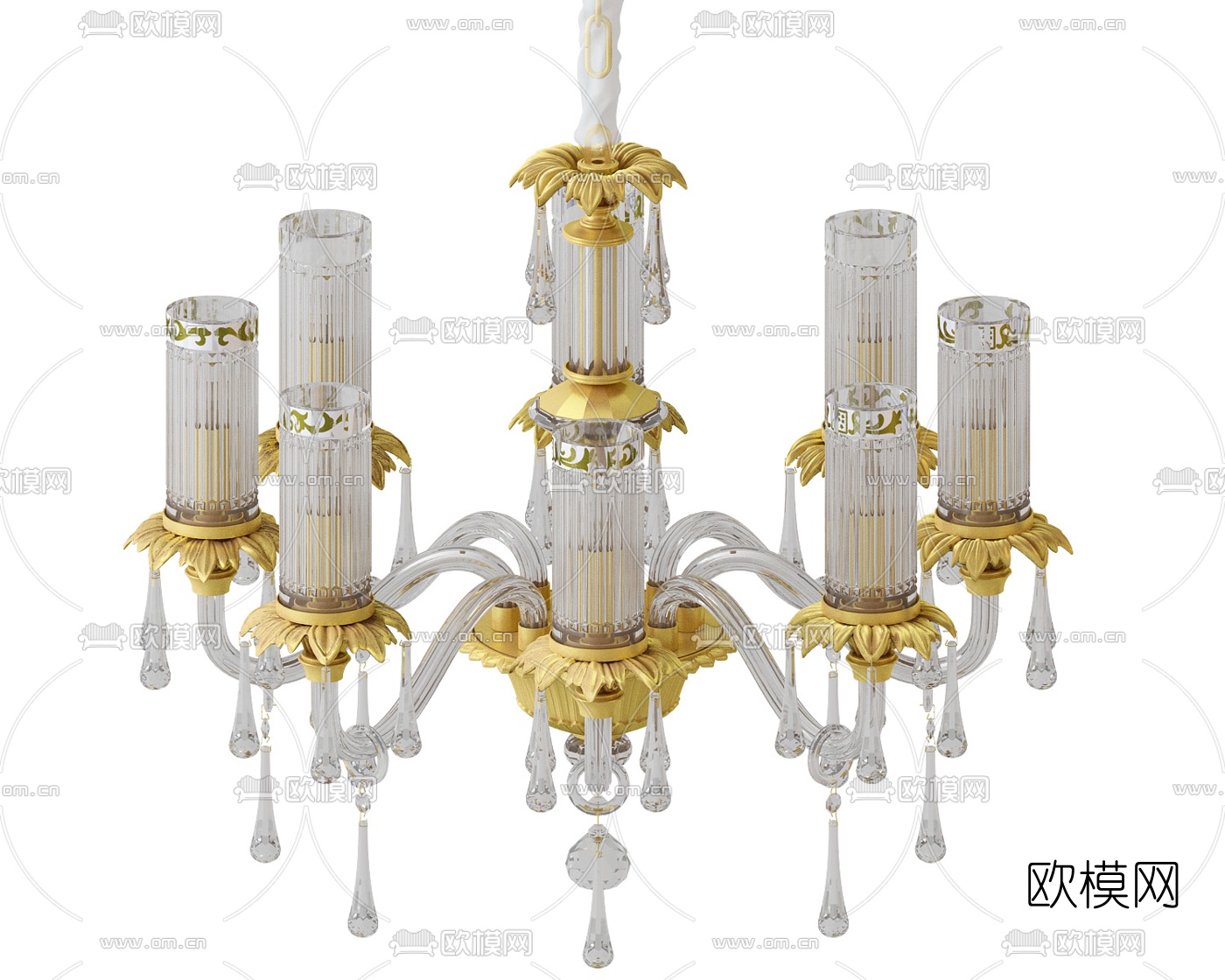 欧式水晶多头吊灯3d模型下载