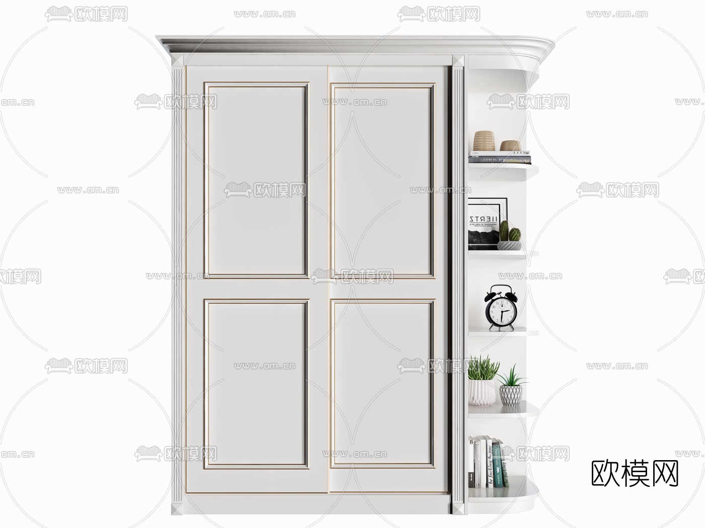 简欧实木衣柜3d模型下载（渲染图3）