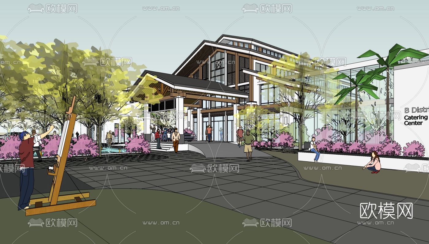 现代小区规划su模型下载（渲染图7）