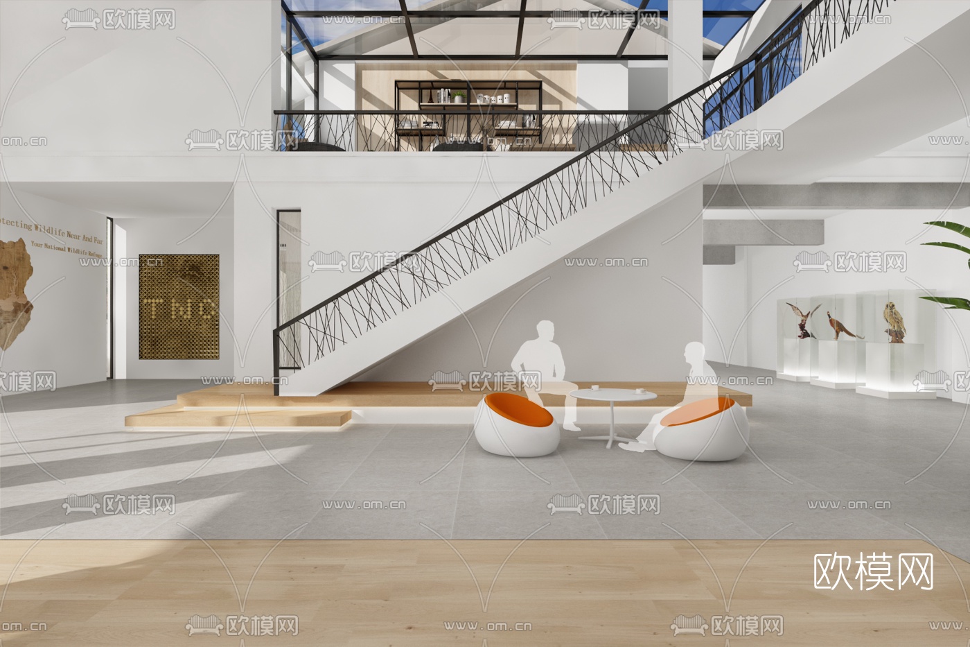 现代办公室茶水间接待区3d模型