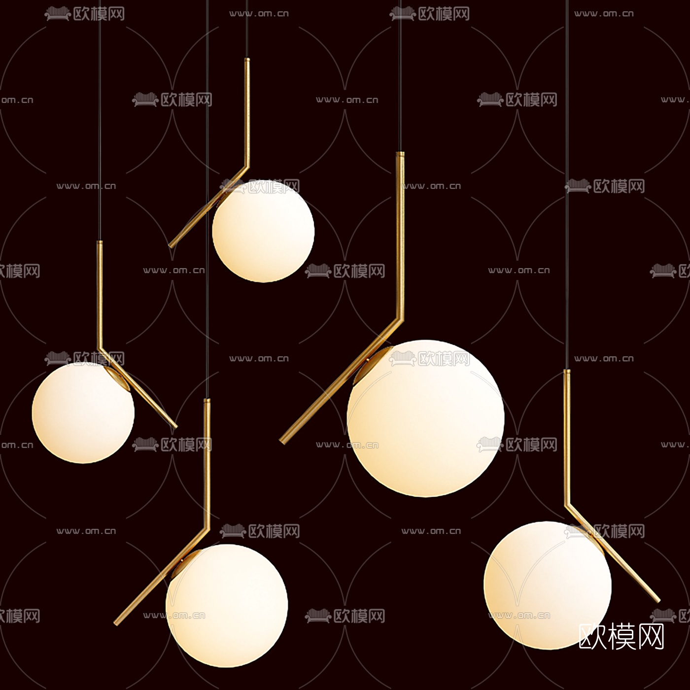 现代金属球形吊灯3D模型下载_ID10471998_3dmax免费模型-欧模网