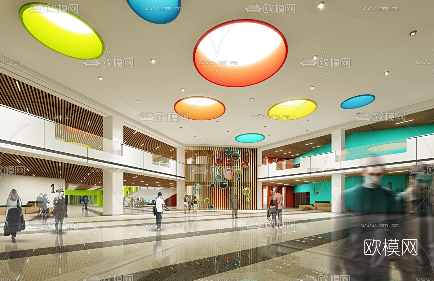 现代少年宫大厅3d模型下载（渲染图2）