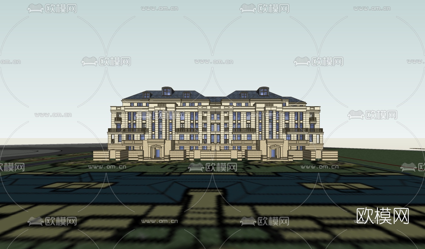 法式别墅su模型下载（渲染图2）