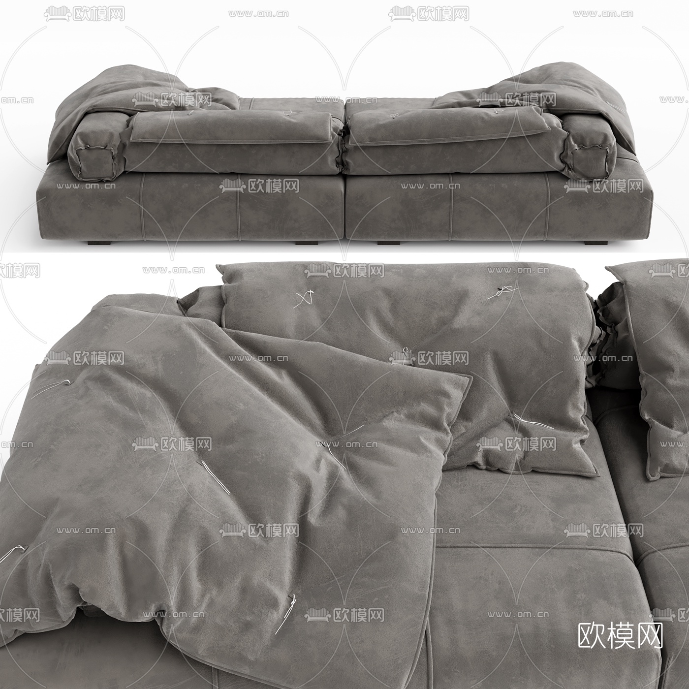 意大利baxter现代布艺双人沙发3D模型下载（渲染图2）