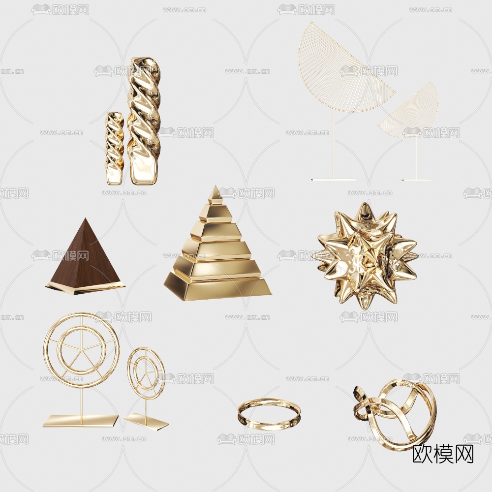 现代金属饰品摆件3d模型