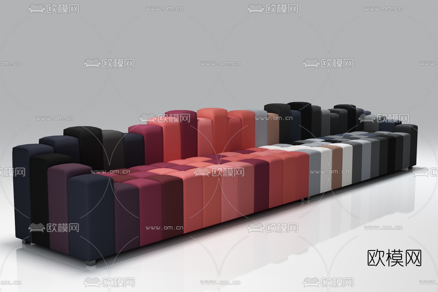 北欧时尚布艺拼接休闲沙发3d模型
