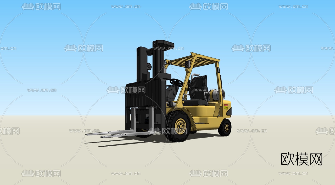 现代叉车免费su模型下载（渲染图3）