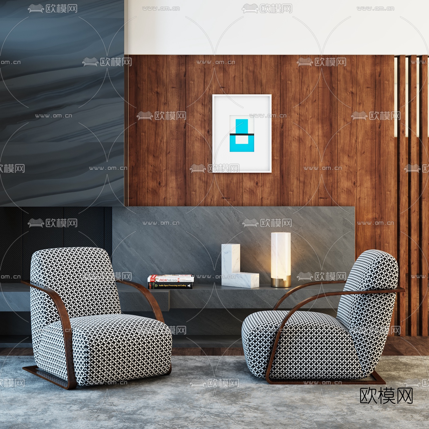 意大利FENDI CASA品牌现代休闲沙发3D模型下载（渲染图1）