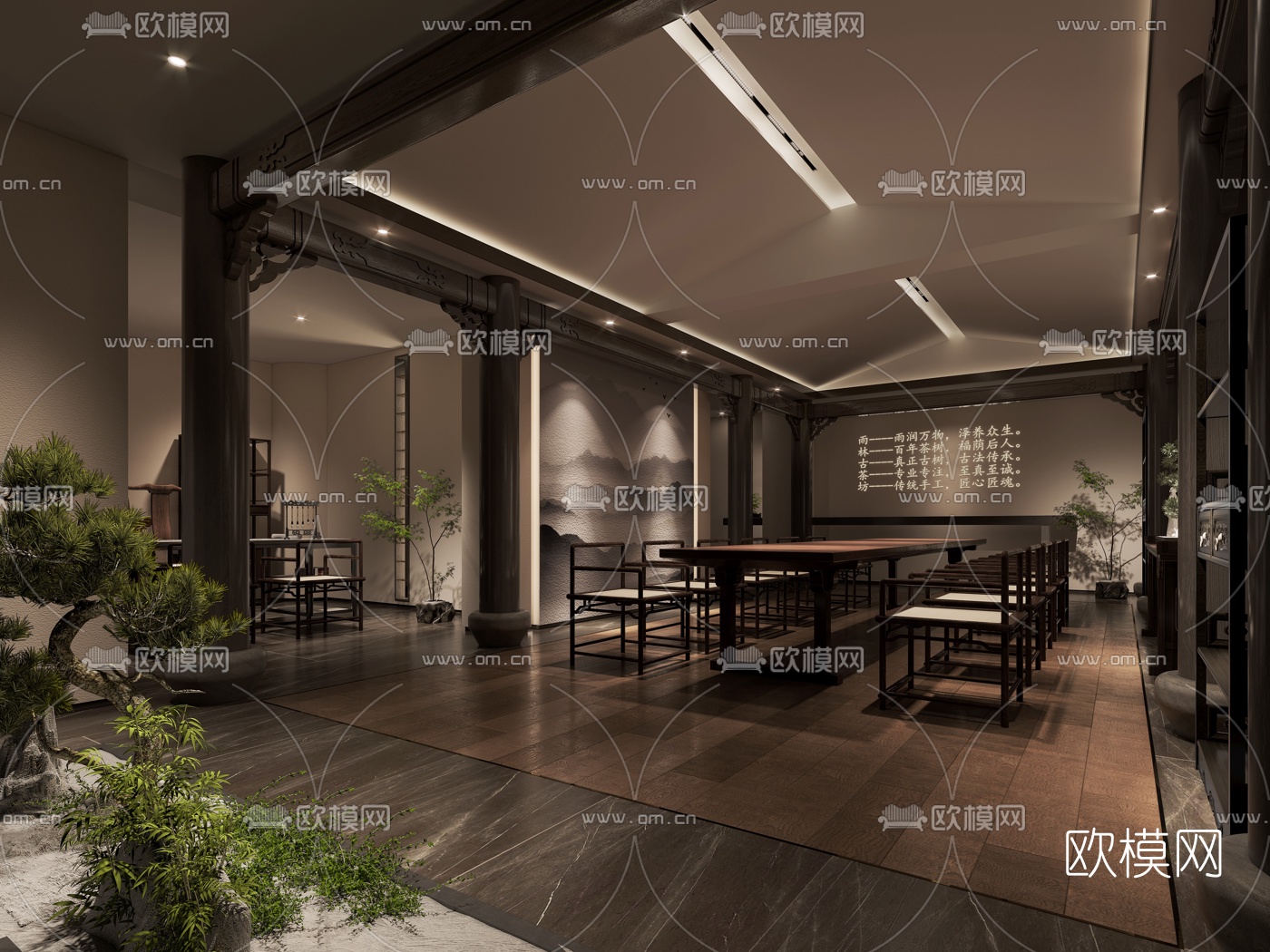 新中式茶楼3d模型下载_ID10033662_3dmax免费模型-欧模网