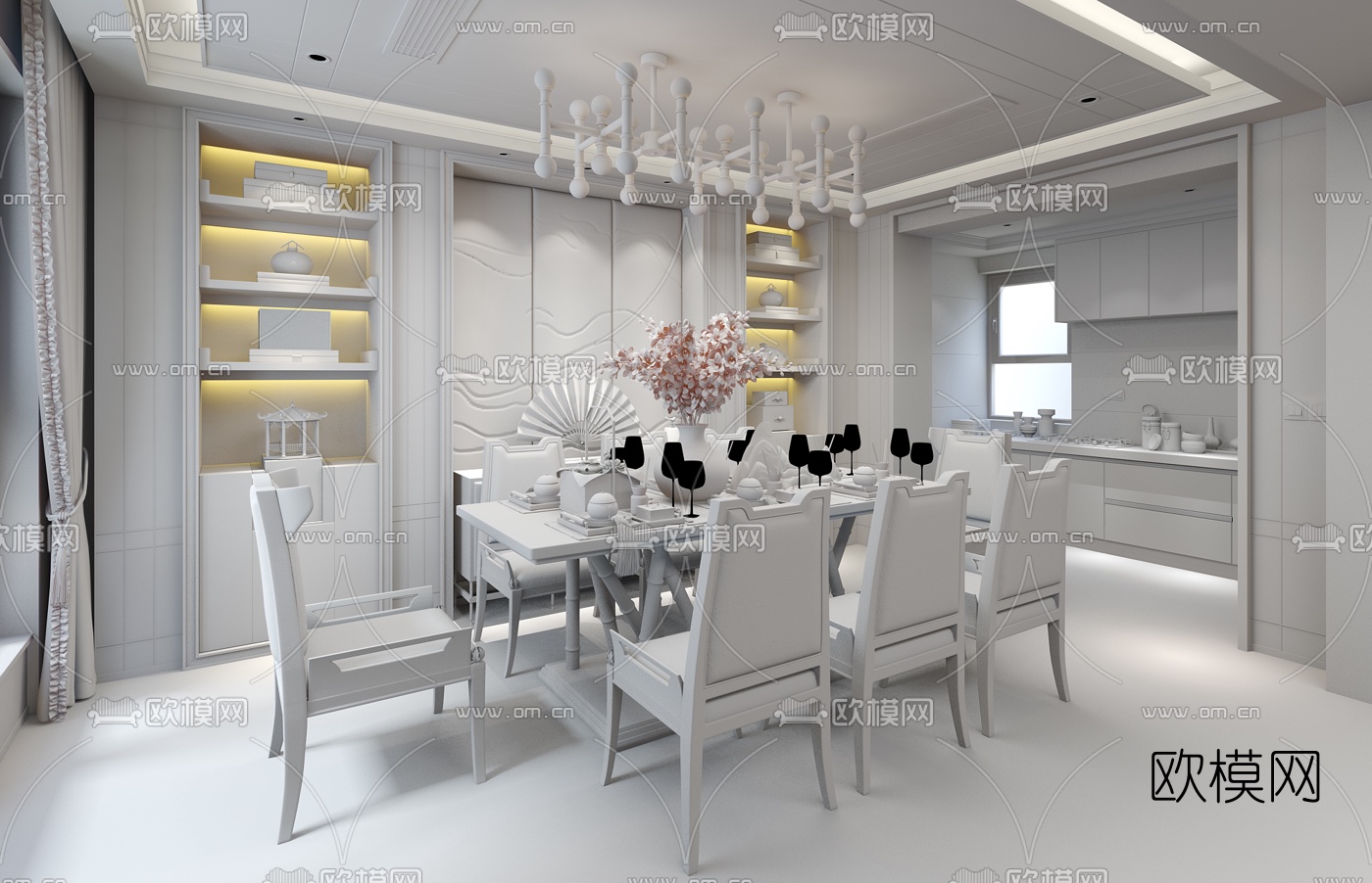卡兰蒂斯（CLD）设计 新中式餐厅3d模型