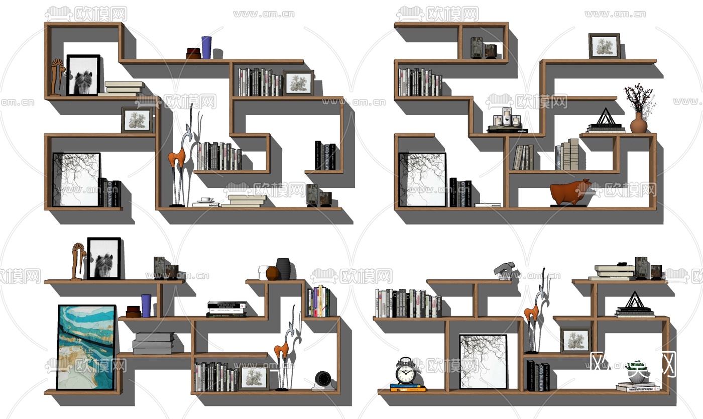 现代壁架壁柜su模型下载