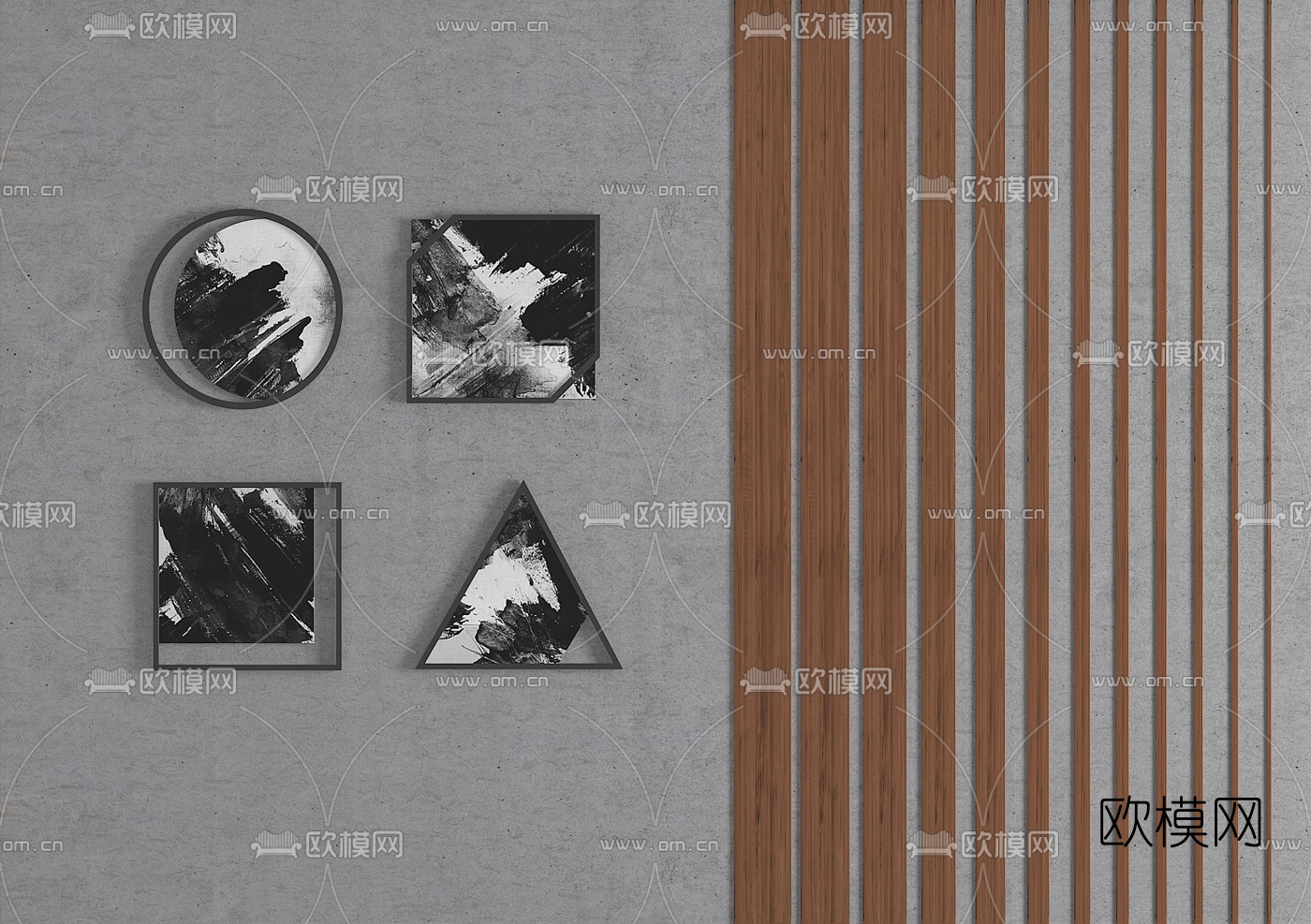 现代时尚背景墙3d模型