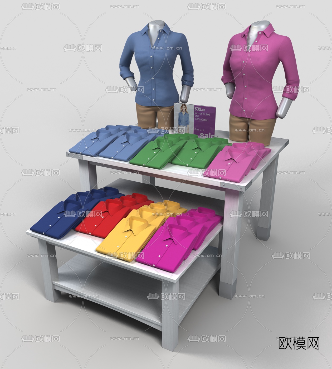 现代男士服装展柜3d模型