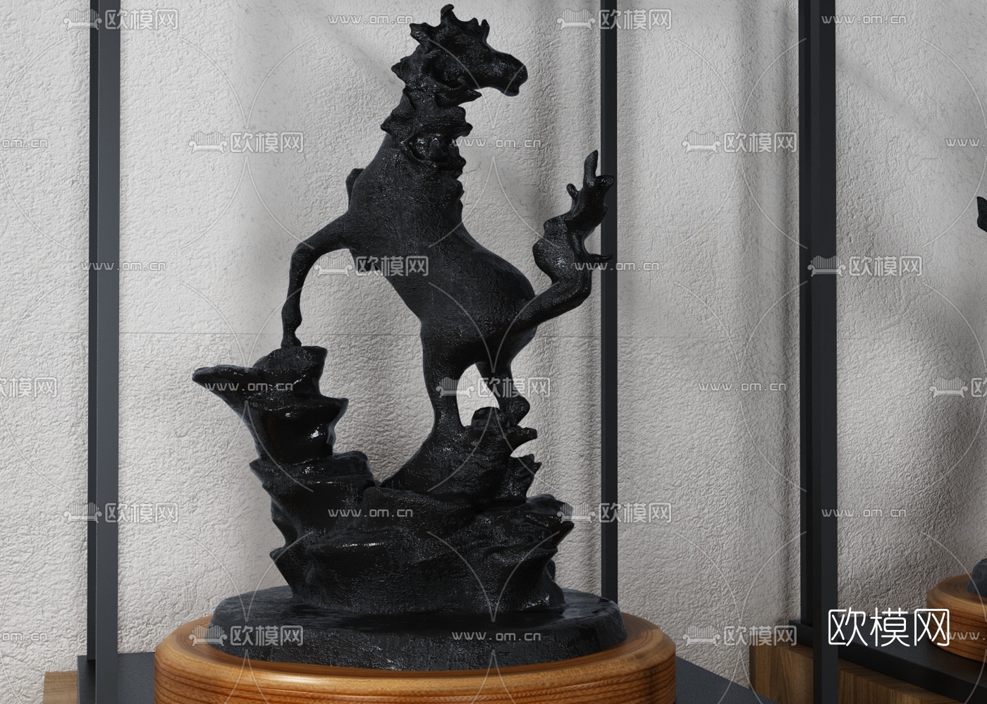 现代骏马雕塑摆件组合3D模型