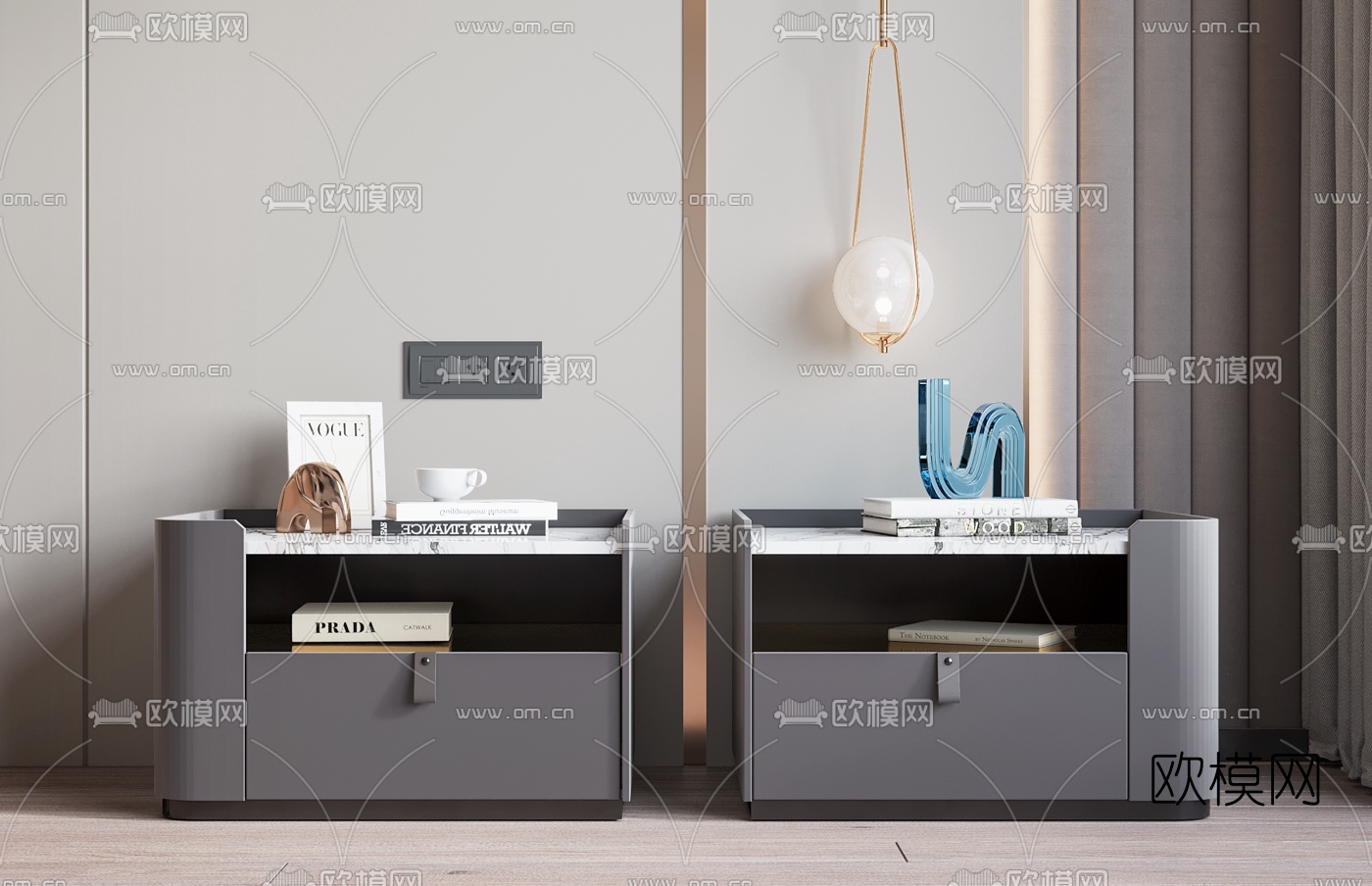 现代床头柜3d模型下载