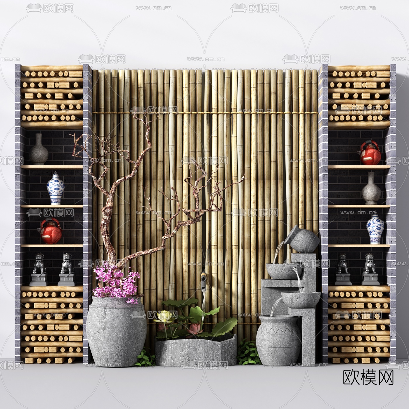 中式园艺小品3d模型下载